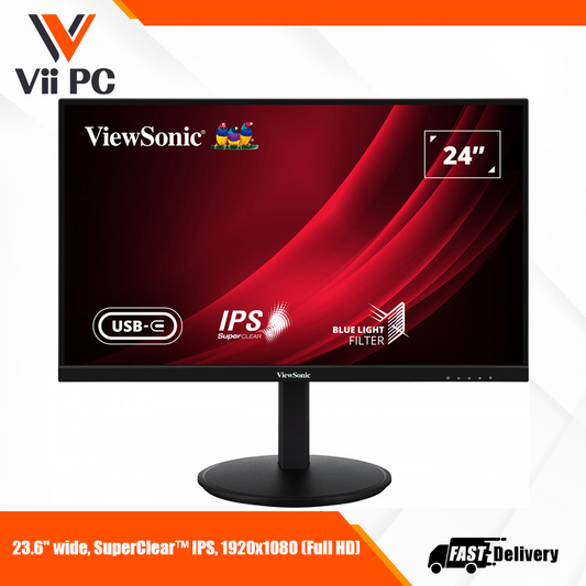 Viewsonic VG2409-MHU 24” Full HD USB-C Monitor with Dual Speakers - Black