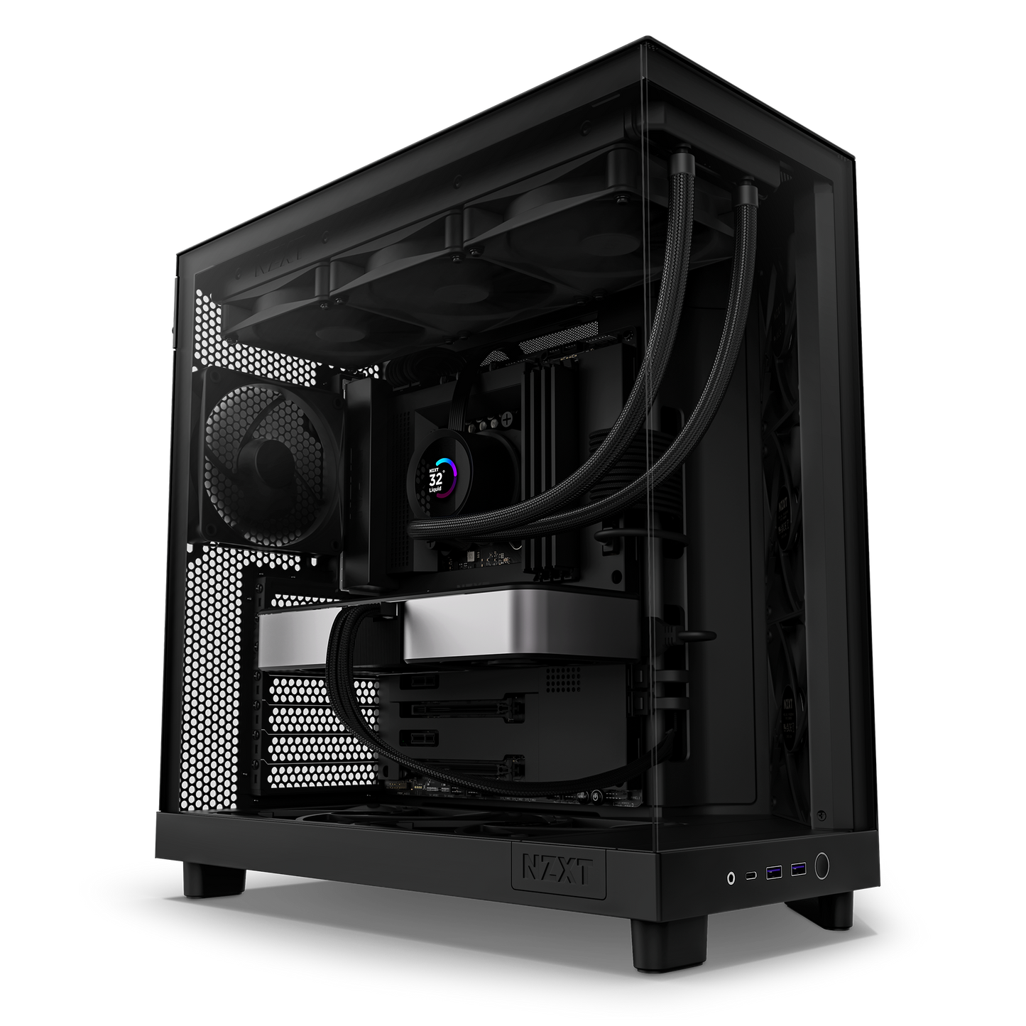 NZXT H6 FLOW/H6 FLOW RGB Dual-Chamber Mid-Tower Airflow Case /w RGB Fans Case - MATTE BLACK/MATTE WHITE CASING