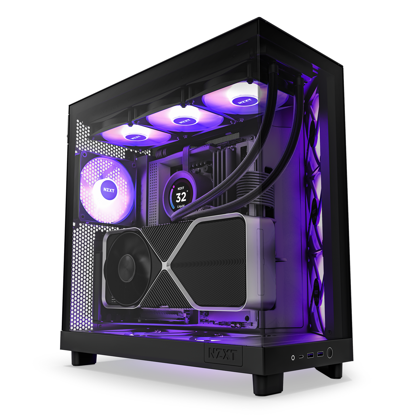 NZXT H6 FLOW/H6 FLOW RGB Dual-Chamber Mid-Tower Airflow Case /w RGB Fans Case - MATTE BLACK/MATTE WHITE CASING