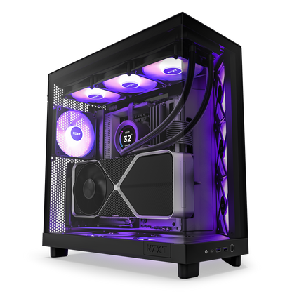 NZXT H6 FLOW/H6 FLOW RGB Dual-Chamber Mid-Tower Airflow Case /w RGB Fans Case - MATTE BLACK/MATTE WHITE CASING