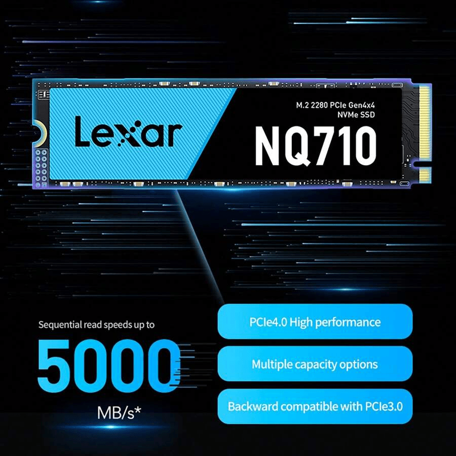 Lexar NQ710 1TB or 2TB SSD, M.2 2280 PCIe Gen4x4 NVMe 1.4, Up to 5000MB/s READ, Up to 3300MB/s WRITE Internal SSD