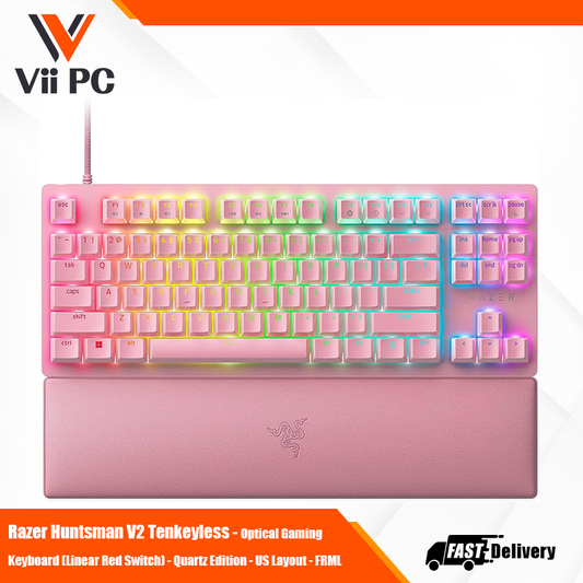 Razer Huntsman V2 Tenkeyless - Optical Gaming Keyboard (Linear Red Switch) - Quartz Edition - US Layout - FRML