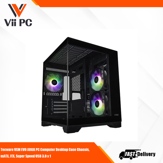 Tecware VXM EVO ARGB PC Computer Desktop Case Chassis, mATX, ITX, Super Speed USB 3.0 x 1