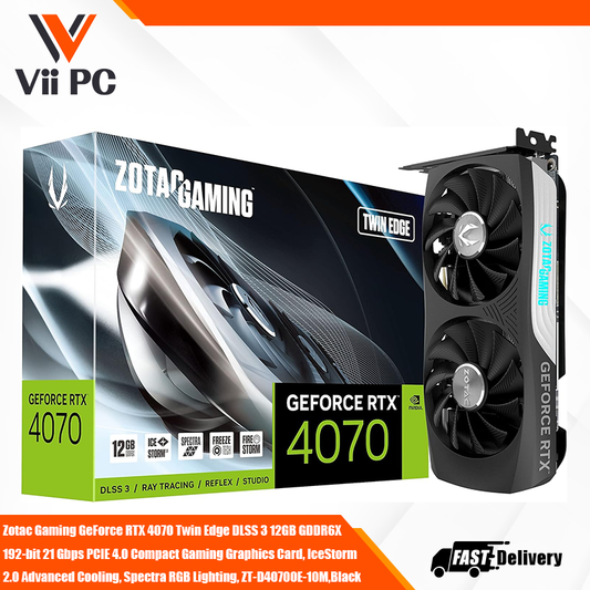 Zotac Gaming GeForce RTX 4070 Twin Edge DLSS 3 12GB GDDR6X 192-bit 21 Gbps PCIE 4.0 Compact Gaming Graphics Card, IceStorm 2.0 Advanced Cooling, Spectra RGB Lighting, ZT-D40700E-10M,Black