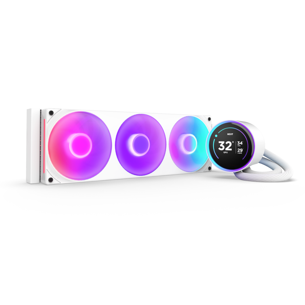 (2025) NZXT Kraken Elite 360/240 RGB, 360mm/240mm AIO Liquid Cooler with 2.72" IPS LCD & RGB - Black/White