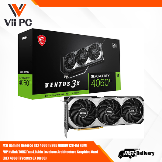 MSI Gaming GeForce RTX 4060 Ti 8GB GDRR6 128-Bit HDMI/DP Nvlink TORX Fan 4.0 Ada Lovelace Architecture Graphics Card (RTX 4060 Ti Ventus 3X 8G OC)