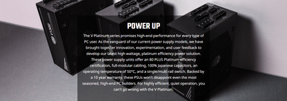 COOLER MASTER V1000 Platinum 1000W ATX 12V 80 Plus® Platinum Certified Fully Modular Active PFC Power Supply