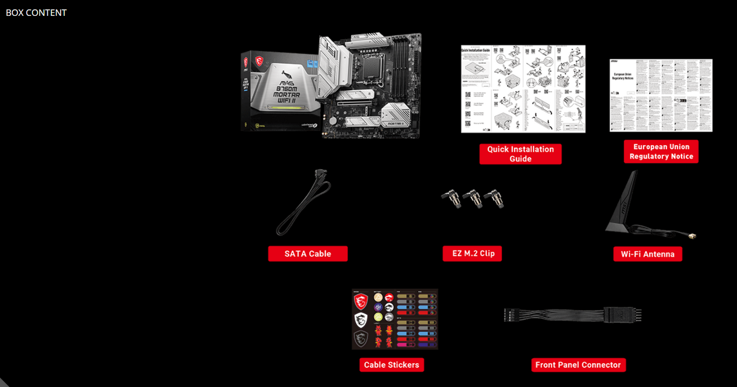 MSI MAG B760M MORTAR WIFI II DDR5 Wi-Fi 6E LGA1700 3x M.2 MATX Motherboard