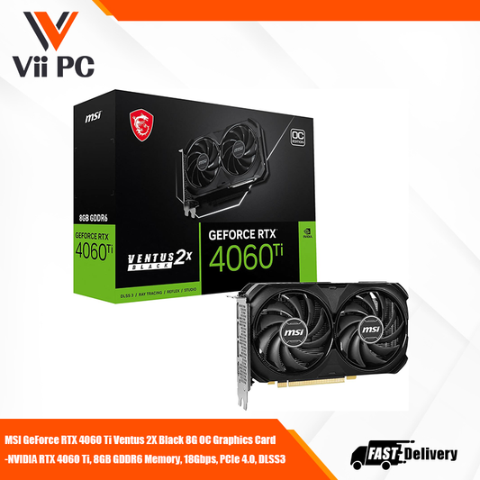 MSI GeForce RTX 4060 Ti Ventus 2X Black 8G OC Graphics Card -NVIDIA RTX 4060 Ti, 8GB GDDR6 Memory, 18Gbps, PCIe 4.0, DLSS3