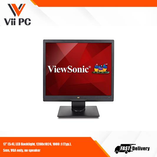 ViewSonic VA708A 17" 1024p LED Monitor with 100% sRGB Color Correction and 5:4 Aspect Ratio, Black