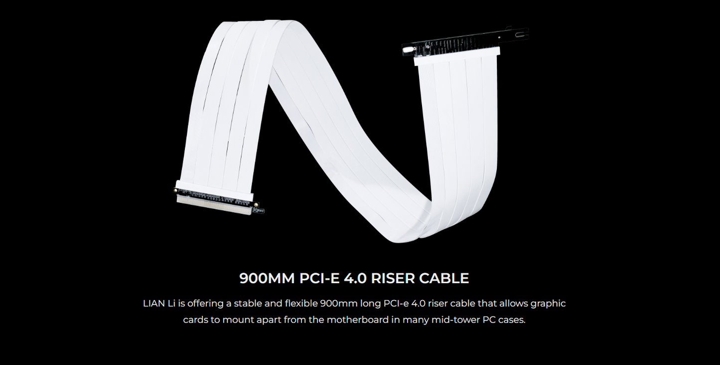 Lian Li PCI-e 4.0 X16 Riser cable 900mm Black/White - 1yr Wty