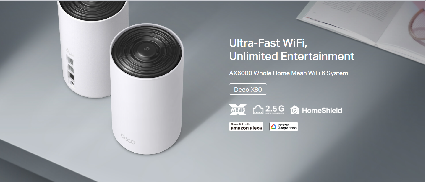 TP-LINK DECO X80 AX6000 Dual-Band Mesh Wi-Fi 6 System - 2/3 Pack