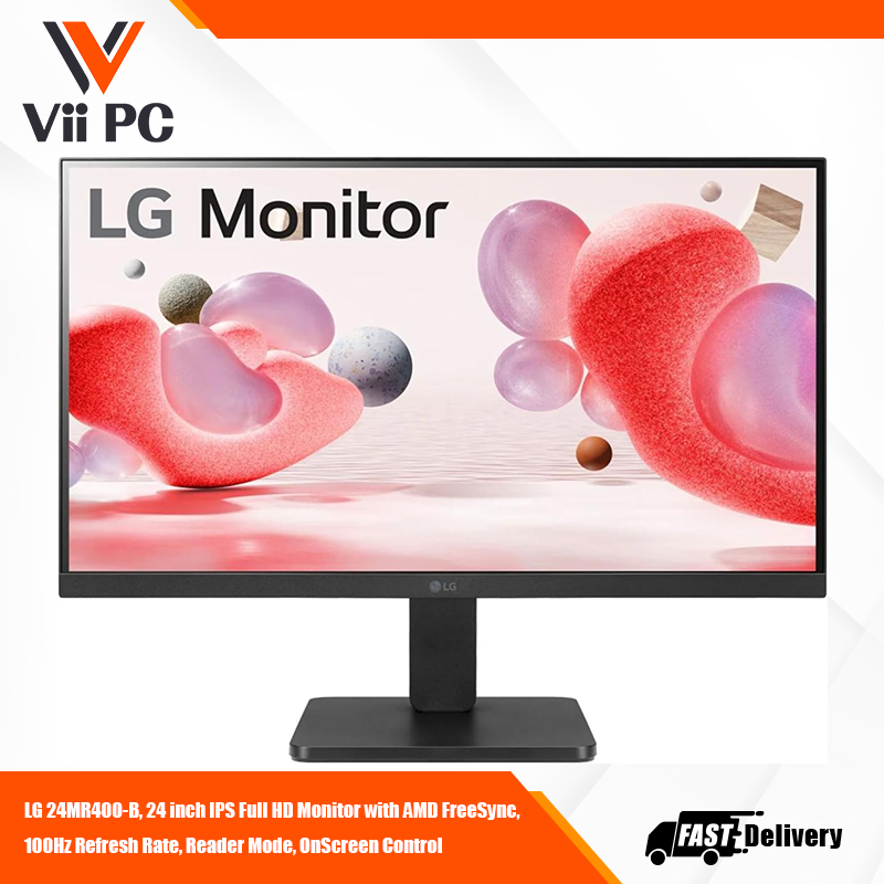 LG 24MR400-B, 24 inch IPS Full HD Monitor with AMD FreeSync, 100Hz Refresh Rate, Reader Mode, OnScreen Control