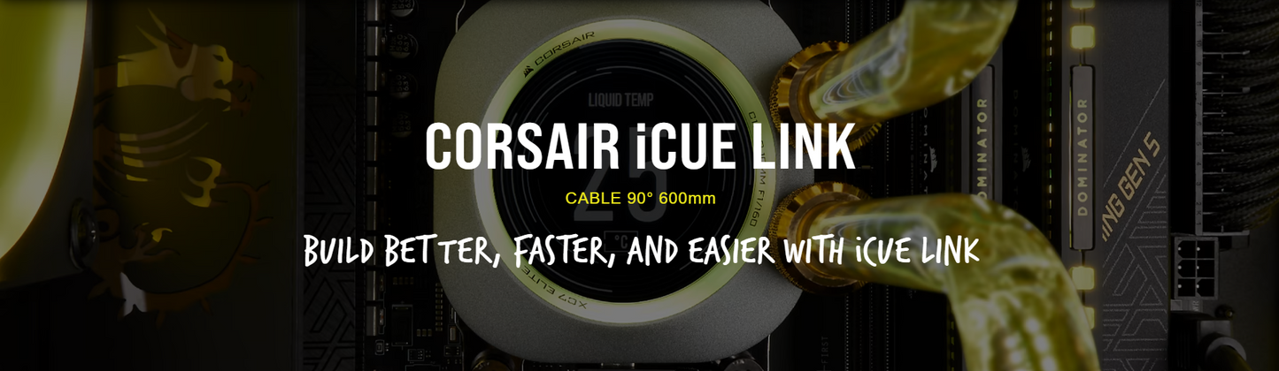 CORSAIR iCUE LINK Slim Cable, 600mm (90 Degrees Connector) BLACK