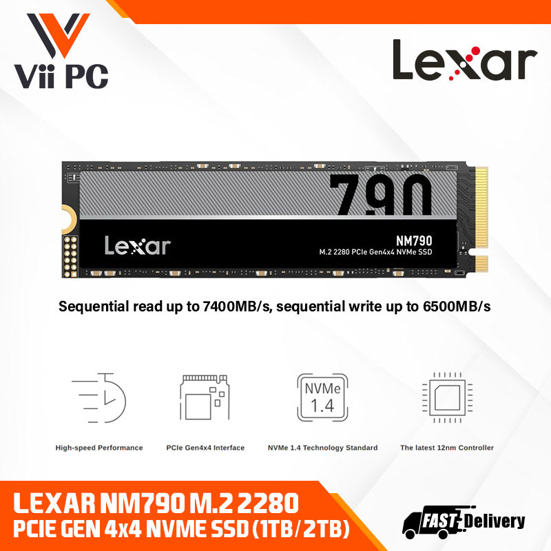 Lexar NM790 1TB or 2TB or 4TB SSD, M.2 2280 PCIe Gen4x4 NVMe 1.4 Internal SSD, Up to 7400MB/s Read, Up to 6500MB/s Write, Internal Solid State Drive for PS5, PC, Laptop, Gamers, Professionals