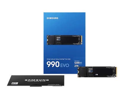 SAMSUNG 990 EVO NVMe 2.0 M.2 2280 SSD (1TB / 2TB) - PCIe 4.0x4/PCIe 5.0x2/Up to 5,000 MB/s Read/Up to 4,200 MB/s Write/5 Yrs Wty