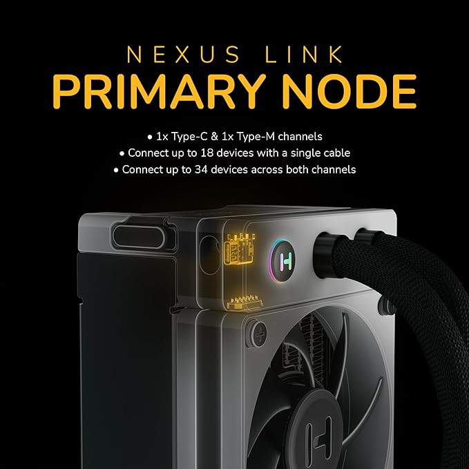 HYTE THICC Q60 Digital All-In-One CPU Liquid Cooler with 5” Ultraslim IPS Display, 32mm THICC FP12 Fans - Powered by Nexus Link