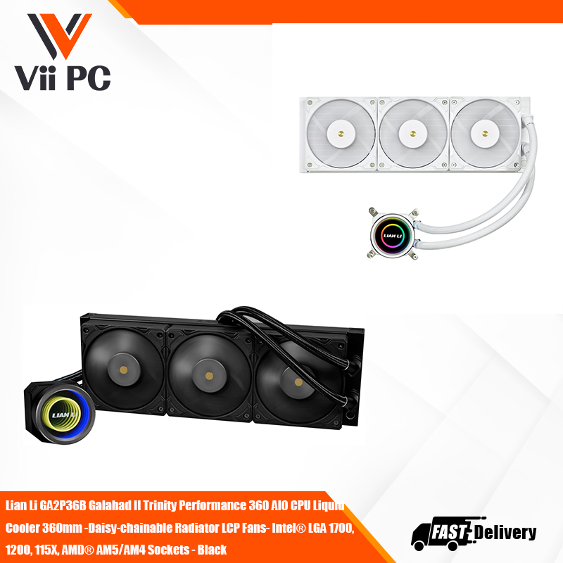 Lian Li GA2P36B Galahad II Trinity Performance 360 AIO CPU Liquid Cooler 360mm -Daisy-chainable Radiator LCP Fans- Intel® LGA 1700, 1200, 115X, AMD® AM5/AM4 Sockets - Black