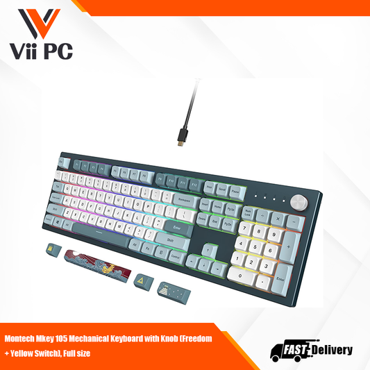 Montech Mkey 105 Mechanical Keyboard with Knob (Freedom + Yellow Switch), Full size
