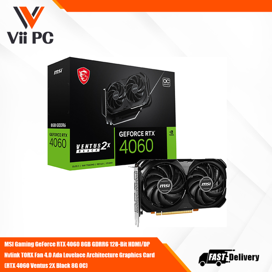 MSI Gaming GeForce RTX 4060 8GB GDRR6 128-Bit HDMI/DP Nvlink TORX Fan 4.0 Ada Lovelace Architecture Graphics Card (RTX 4060 Ventus 2X Black 8G OC)