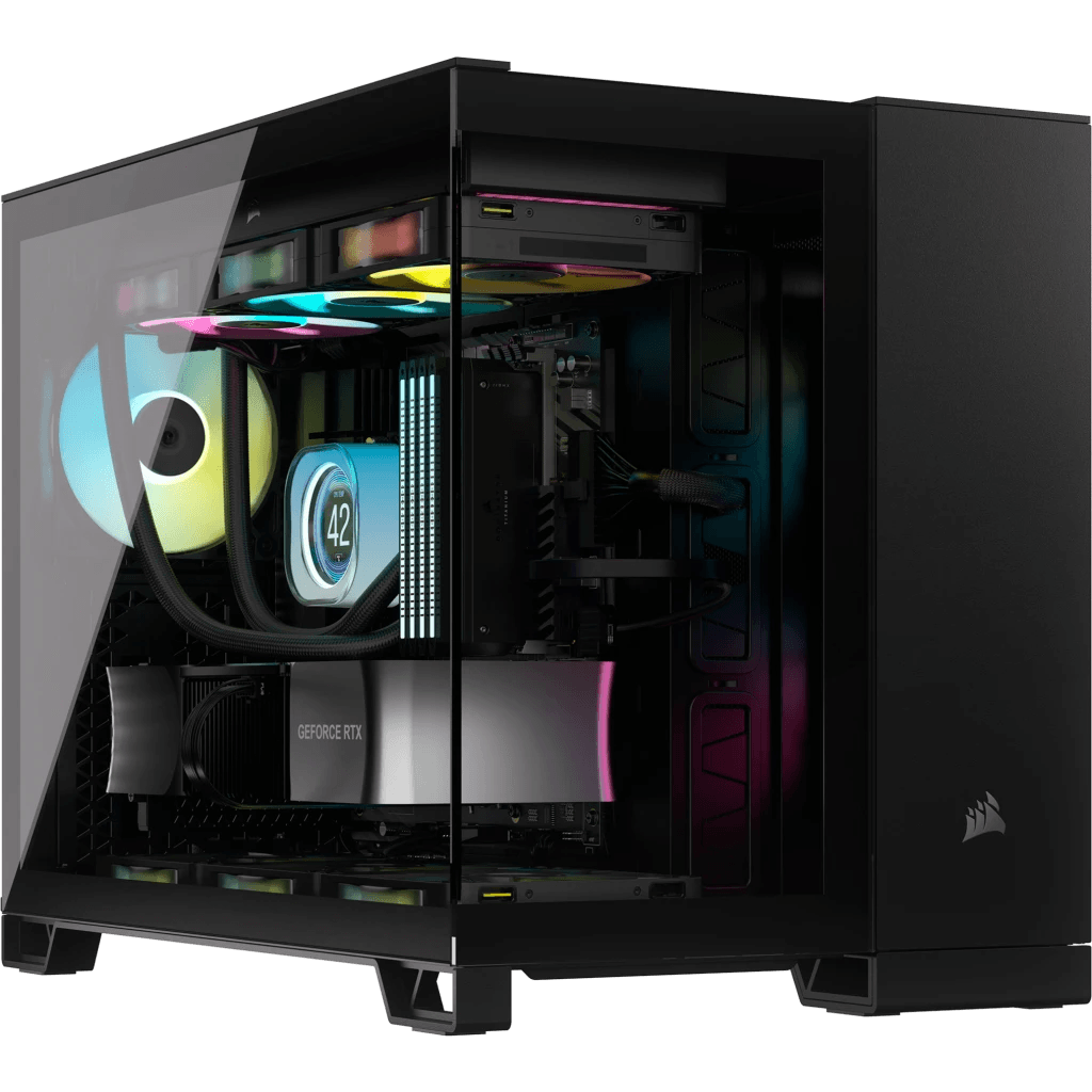 CORSAIR 2500X Mid-Tower Dual Chamber ATX PC Case - BLACK OR WHITE, Tempered Glass, Compatible with reverse connector mATX & mITX motherboards, 2Yrs Wty