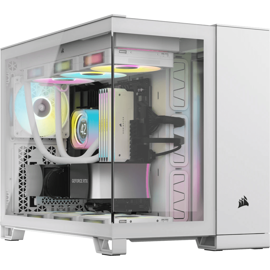 CORSAIR 2500X Mid-Tower Dual Chamber ATX PC Case - BLACK OR WHITE, Tempered Glass, Compatible with reverse connector mATX & mITX motherboards, 2Yrs Wty