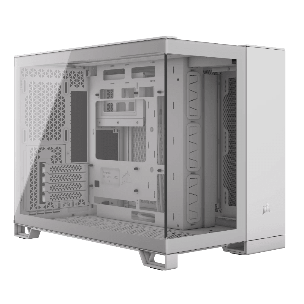 CORSAIR 2500X Mid-Tower Dual Chamber ATX PC Case - BLACK OR WHITE, Tempered Glass, Compatible with reverse connector mATX & mITX motherboards, 2Yrs Wty