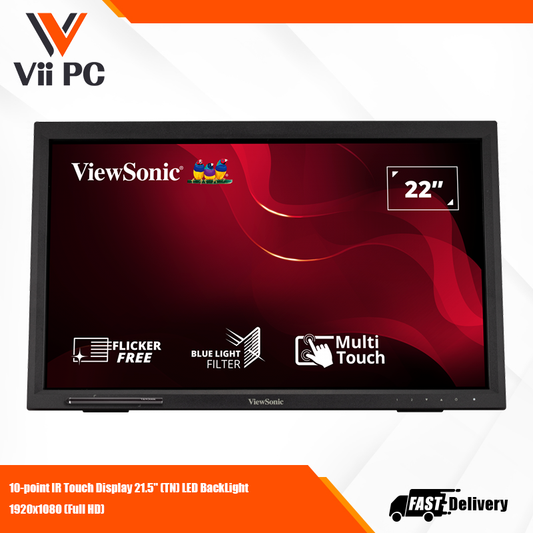 Viewsonic TD2223 22" Full HD 1080p IPS Panel Display, 10-point Multi touch, Frameless, HDMI,VGA & DVI, VESA mount (For retail, education, or enterprise use)