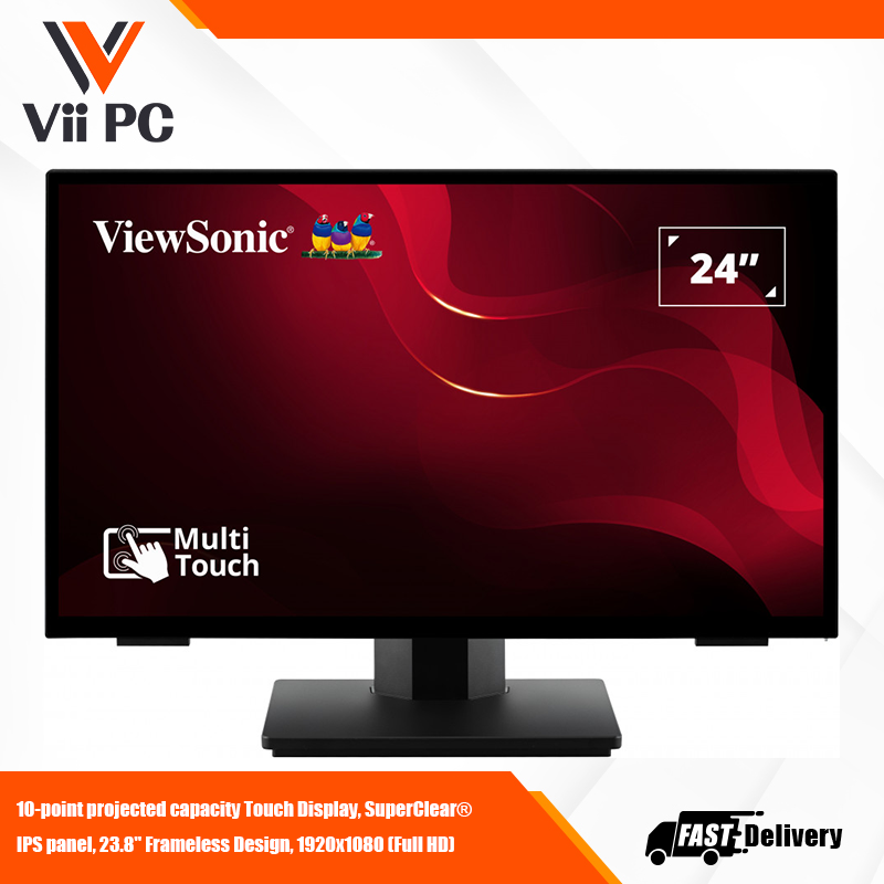 ViewSonic TD2465 24 Inch 1080p IPS Touch Screen Monitor with Advanced Ergonomics, HDMI and USB Inputs,Black