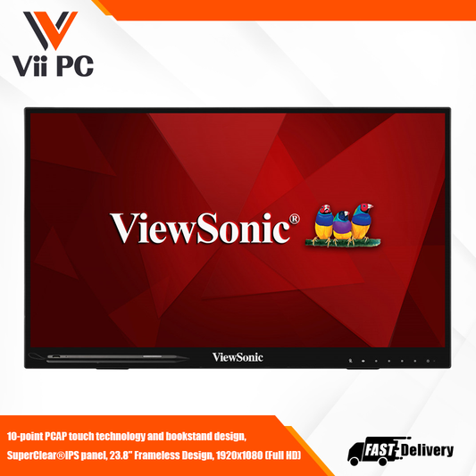 ViewSonic ID2456 24" Touch Monitor with MPP2.0 Active Pen, Advanced Ergonomics and USB C for Digital Writing, Graphics Drawing, Remote Teaching, Distance Learning