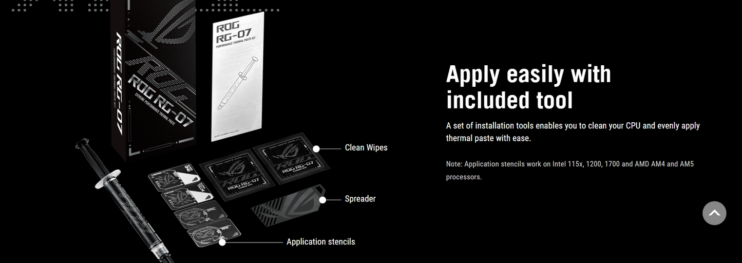 ROG RG-07 PERFORMANCE THERMAL PASTE KIT - Premium thermal conductivity, Easy and Smooth application, Application tool included