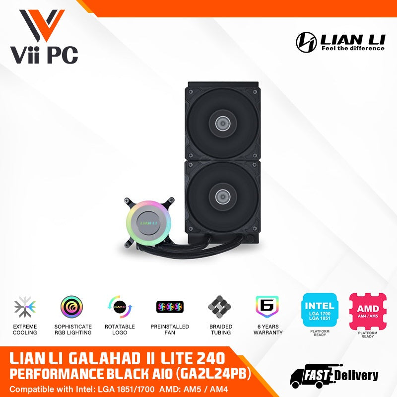 IAN LI GALAHAD II LITE PERFORMANCE OR RGB 240MM OR 360MM Compatible with platforms including LGA1700/ LGA1851/ AM4/ AM5