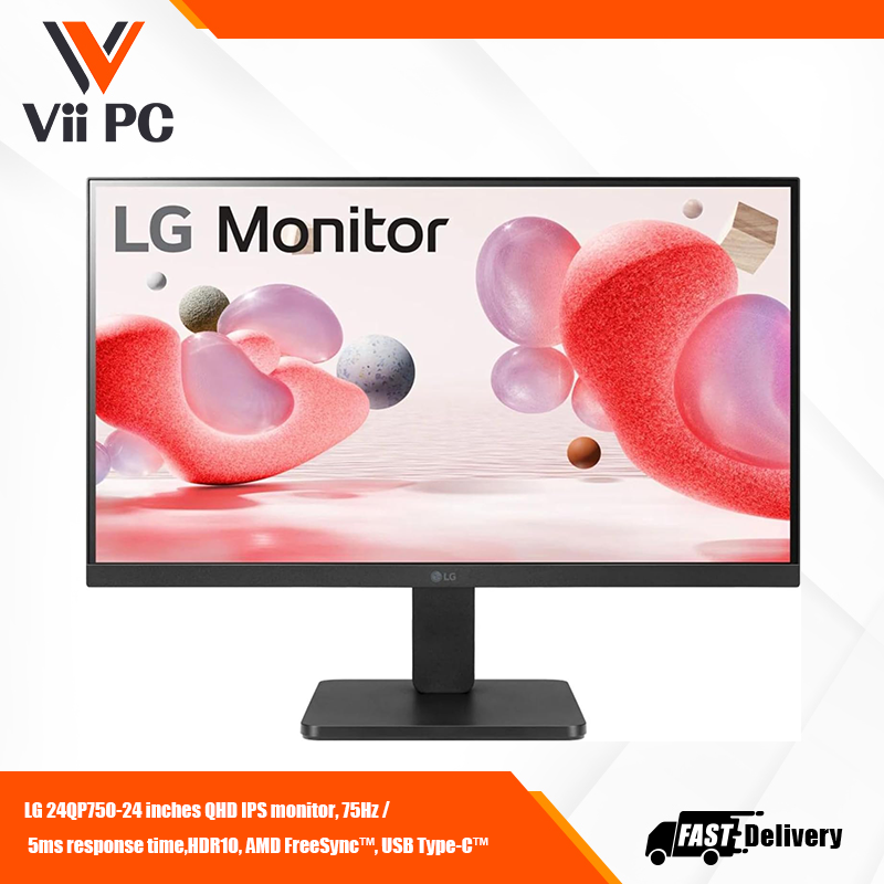 LG 24QP750-24 inches QHD IPS monitor, 75Hz / 5ms response time, HDR10, AMD FreeSync™, USB Type-C™