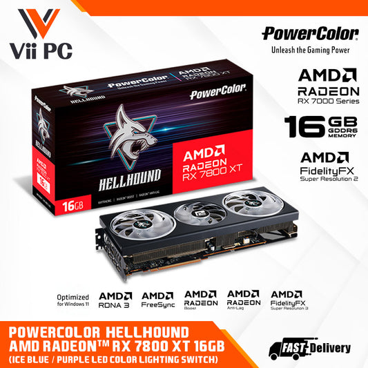 PowerColor Hellhound Radeon RX 7800 XT 16GB GDDR6, PCI Express 4.0 x16, ATX Graphics Card (RX7800XT 16G-L/OC)