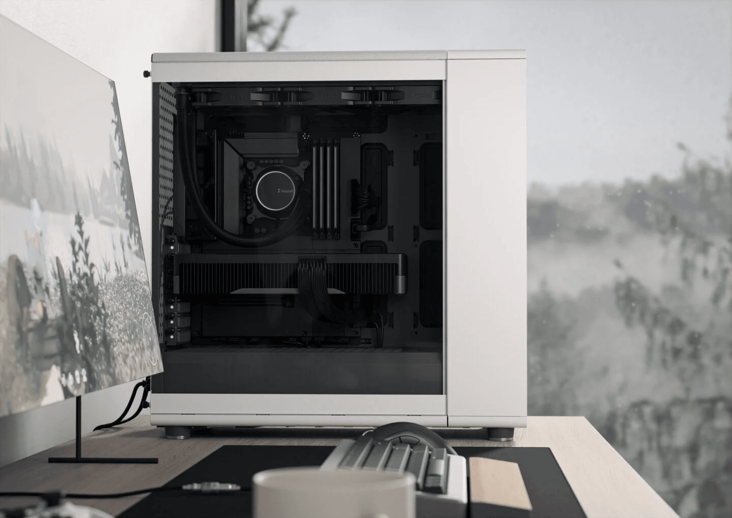 Fractal Design North XL (Charcoal Black/Chalk White) (Mesh/Tempered Glass) E-ATX/ATX/mATX/Mini-ITX CASE Wood Chassis