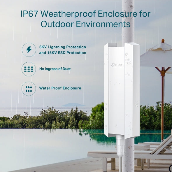 TP-LINK EAP650-Outdoor AX3000 Indoor/Outdoor Wi-Fi 6 Wireless Access Point Omada Mesh, Dedicated High-Power Amplifier and Professional Antennas with IP67 Weatherproof Enclosure