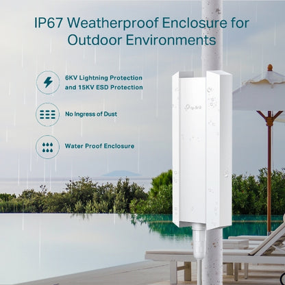 TP-LINK EAP650-Outdoor AX3000 Indoor/Outdoor Wi-Fi 6 Wireless Access Point Omada Mesh, Dedicated High-Power Amplifier and Professional Antennas with IP67 Weatherproof Enclosure