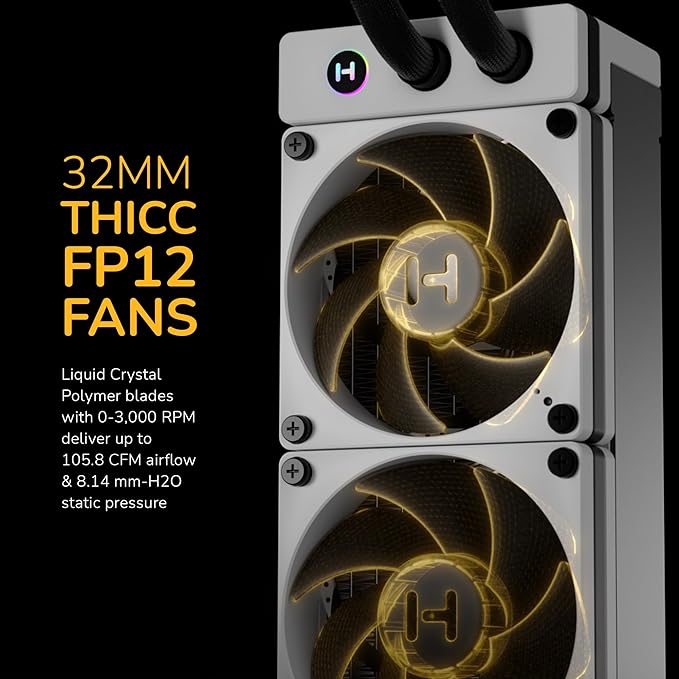 HYTE THICC Q60 Digital All-In-One CPU Liquid Cooler with 5” Ultraslim IPS Display, 32mm THICC FP12 Fans - Powered by Nexus Link