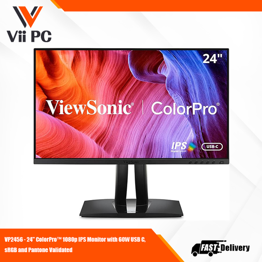 ViewSonic VP2456 24" 1080p IPS Monitor with Ultra-Thin Bezels, Color Accuracy, Pantone Validated, HDMI, DisplayPort and USB C for Professional Home and Office