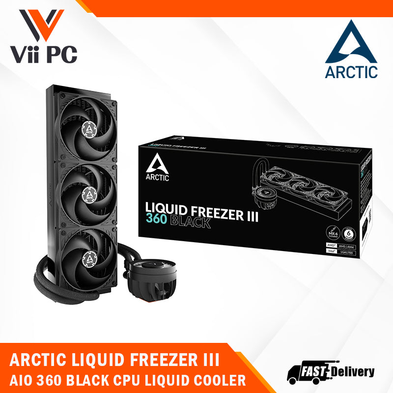 ARCTIC Liquid Freezer III 240/360/420 BLACK Multi Compatible All-in-One CPU Liquid Cooler LGA1851,LGA1700,AM5,AM4 - Silent and Powerful VRM Fan - Efficient PWM controlled