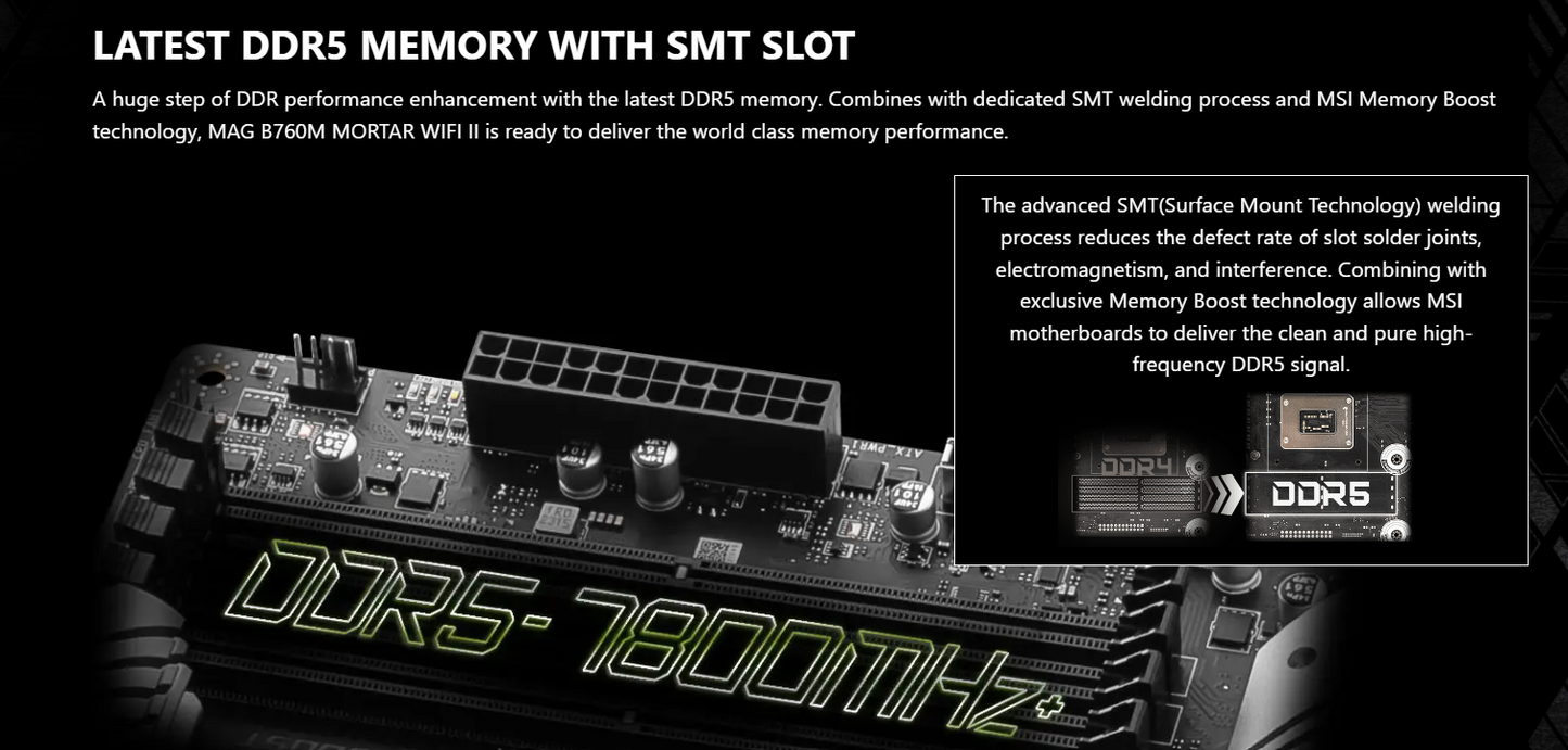 MSI MAG B760M MORTAR WIFI II DDR5 Wi-Fi 6E LGA1700 3x M.2 MATX Motherboard