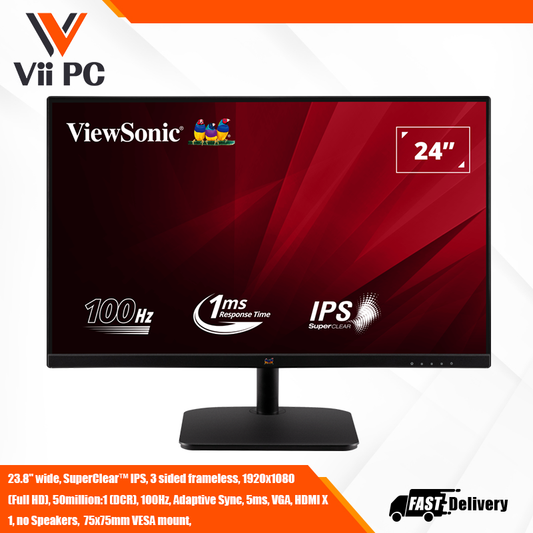 Viewsonic VA2432-H 24" 1080p IPS Monitor with Frameless Design, 75Hz Refresh rate, Flicker-Free & Blue Light Filter, for Home and Office Use