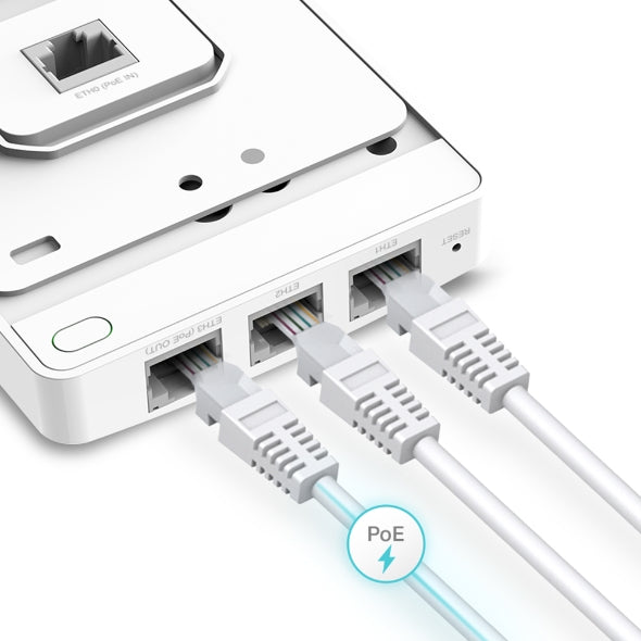 TP-LINK EAP235-Wall Omada AC1200 Wireless MU-MIMO Wi-Fi 6 Dual Band Wall Plate Access Point 4Gx Ports, Cloud Access, Omada App, PoE Supported