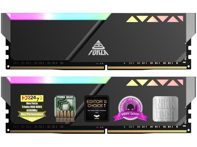 NEO FORZA TRINITY OVERCLOCKING BLACK/WHITE RGB DDR5 U-DIMM 32GB(2x16GB), 6000/6400/7200MHz, CL40/CL34, 1.3V/1.4V INTEL XMP 3.0 Support Kit
