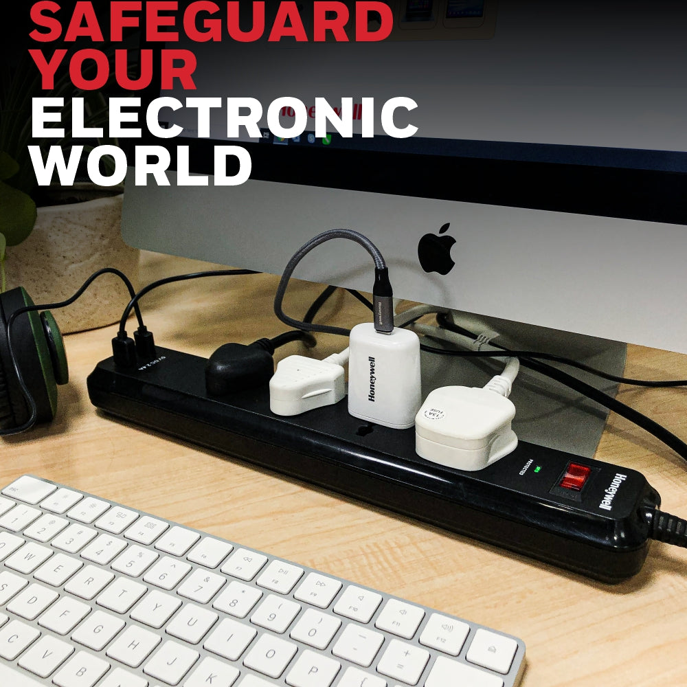 Honeywell 4 Out Surge Protector with Master Switch + 2 USB Value Series / 3 Years Warranty