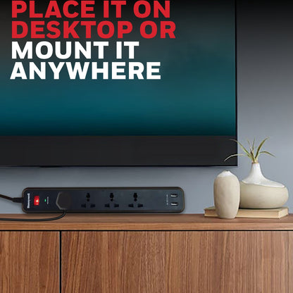 Honeywell 4 Out Surge Protector with Master Switch + 2 USB Value Series / 3 Years Warranty