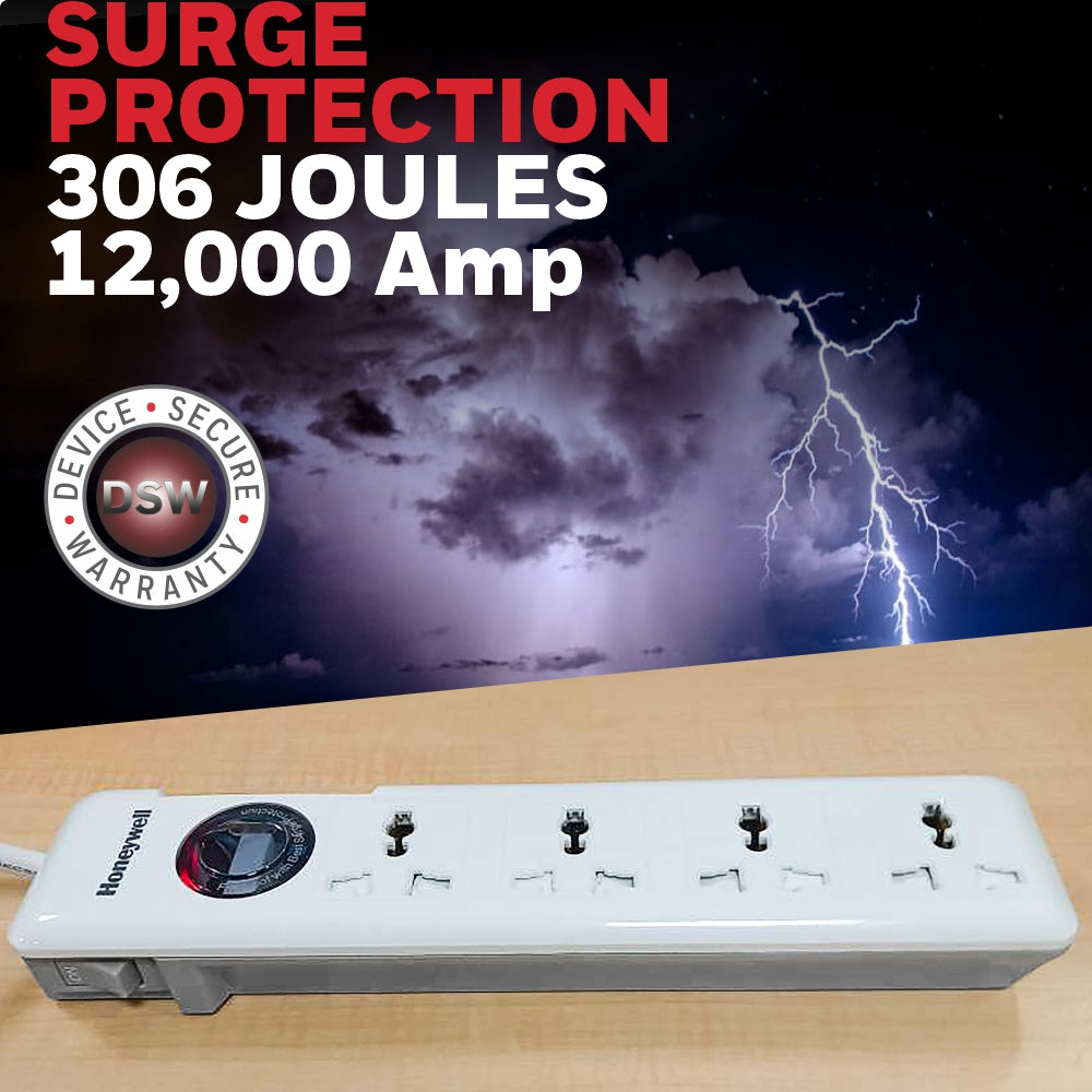Honeywell 4 Out Surge Protector with Master Switch Platinum Series / 3 Years Warranty