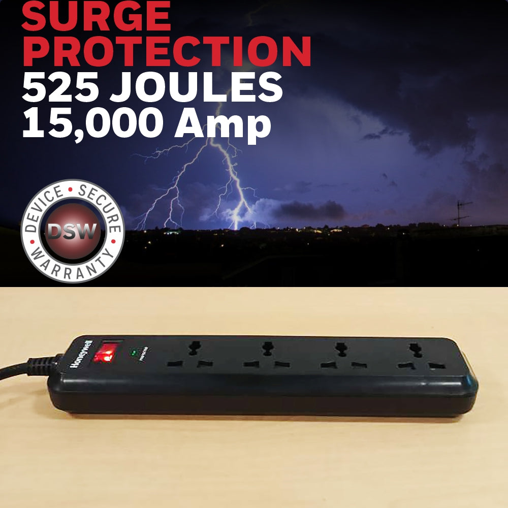 Honeywell 4 Out Surge Protector with Master Switch Value Series / 3 Years Warranty