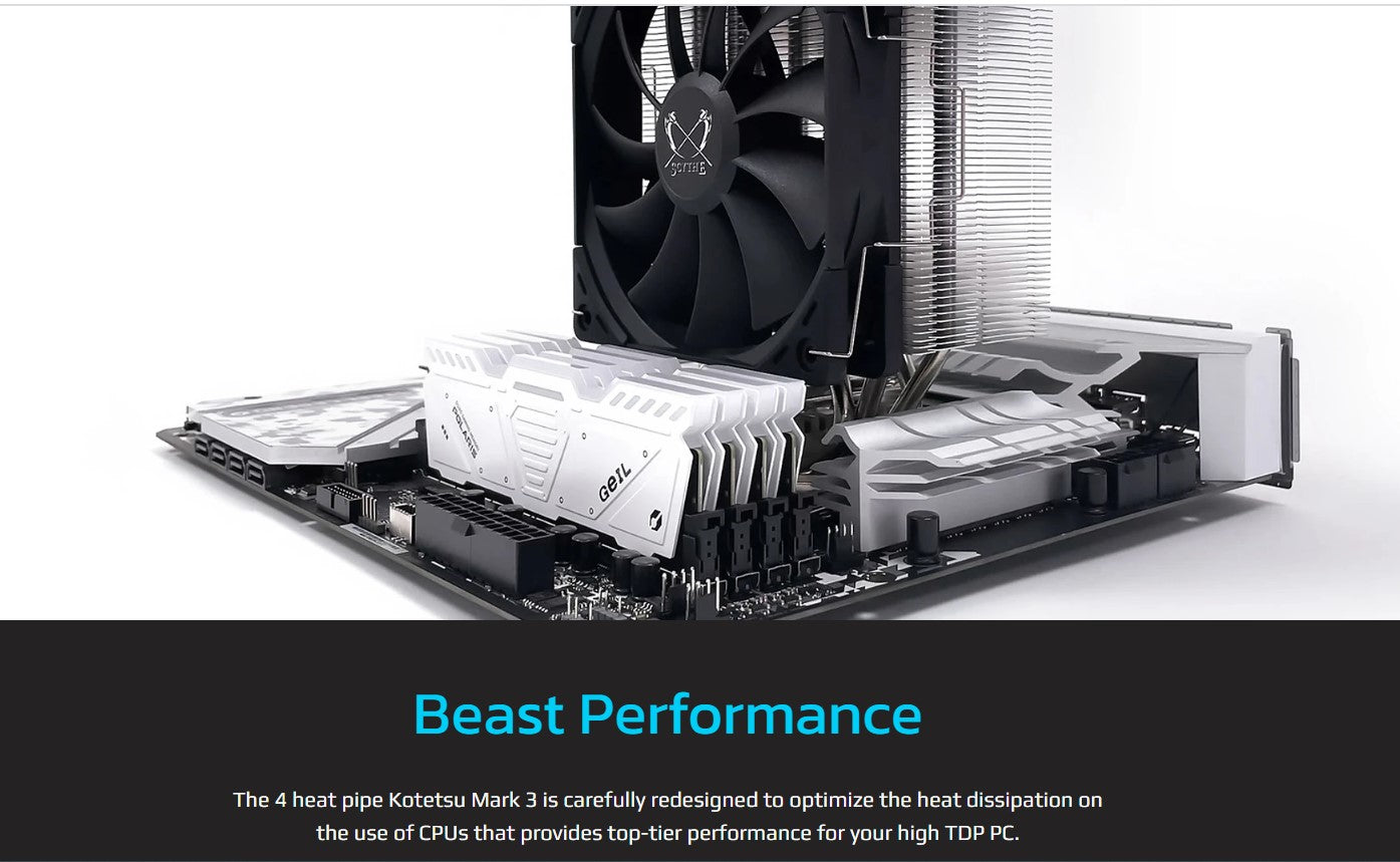 Scythe Kotetsu Mark 3 CPU Air Cooler, 120mm Single Tower, AMD AM5/AM4/Ryzen, Intel LGA 1700/1200/1151