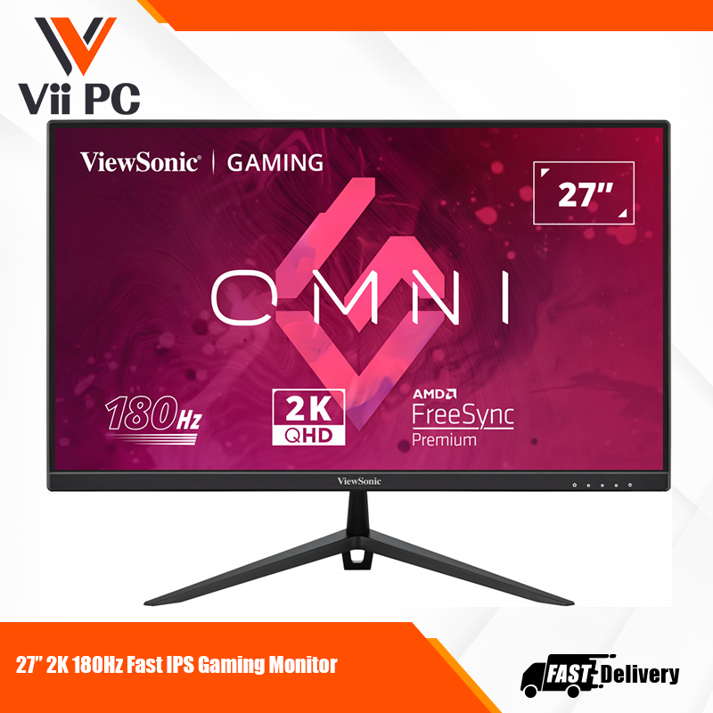ViewSonic Omni VX2728-2K 27 Inch 1440p 180Hz IPS Gaming Monitor, 0.5ms MPRT, AMD FreeSync Premium, VESA, HDR10, Tilt Adjustable, HDMI, DP, Speakers